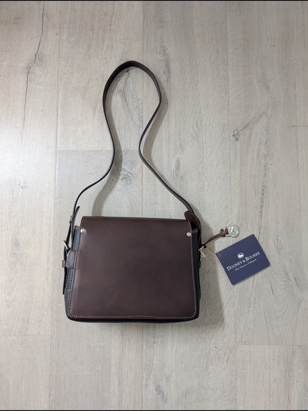 Dooney & Bourke Brown and Black Pebbled Leather Crossbody - Picture 4 of 14